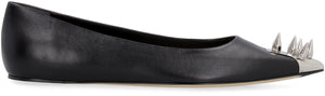 Leather pointy-toe ballet flats-1